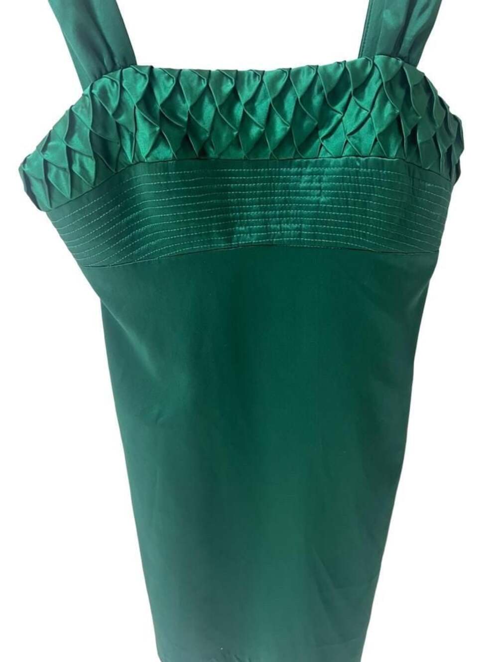 Single Dress Emerald Green Silk Satin Mini Dress Smocked Size S - Picture 2 of 7